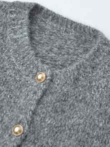 New Autumn Soft Elegant Vintage Lazy Short Loose Knit Cardigan Sweater Top - Grey - View 4