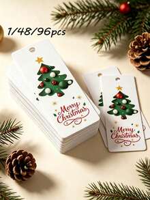 [Christmas]1/48/96pcs Christmas Decorative Hanging Tags (Includes 10m Jute Rope) Christmas Tree & Star Pattern Tags, Suitable For Christmas Decoration And Holiday Celebration - Multi-color (includes Hemp Rope) - View 8