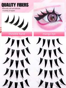 5 Pairs A-Type Pointed Tail Cartoon Style False Eyelashes, Japanese And Korean Style, C-Curl, 9-10mm Mixed Length, 3D Long Design, Naturally Lengthen Eye Shape, Easily Create Enlarged Eye Makeup Effect. Eyelashes Are Soft And Lightweight, Comfortable And Fitting To Wear, DIY Quick Application Saves Makeup Time, Easy To Operate Suitable For Beginners, Reusable, Suitable For Commuting, Dating, Traveling, Parties, Cosplay And Holiday Looks. - Black - View 8