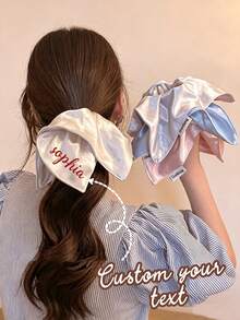 Customized Name Glossy Satin Square Hair Tie, High-End Hair Rope, Suitable For Women And Girls, Personalized Name - Multicolor - View 1