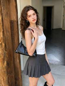 New Spring/Summer Motorcycle Bag Y2K Hot Girl Style Large Capacity Multi-Compartment Tote Bag Rivet Decor Shoulder Crossbody Underarm Bag Design-Driven - Black - View 8