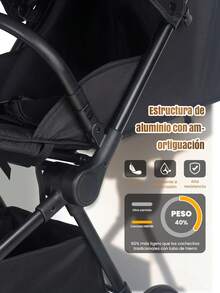 Lightweight Compact One-Way Stroller, Cabin-Approved Travel Stroller With Canopy And Storage Basket - Black - View 8