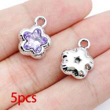 5/20pcs Silvery Plated Purple Rhinestone Charms Dolphin Shell Star Heart Butterfly Owl Pendant For DIY Necklace Earring Jewelry Making Findings - Mauve Purple - View 16