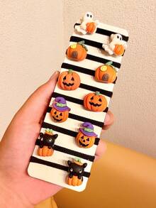 10/21/31pcs Random Assorted Halloween 3D Cartoon Hair Ties For Girls, Funny Cute Versatile Hair Accessories For Daily Wear, Holiday, Party, School, Casual - Multicolor - View 6