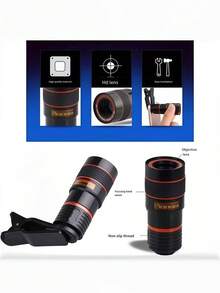 1pc Universal 8x/12x/20x Telephoto Lens Accessory, Clip-On Zoom Lens For Smartphone And Tablet, High Definition Photography Zoom Lens With Phone Clip For Photography And Videography (Suitable For Single Lens) - A - View 5