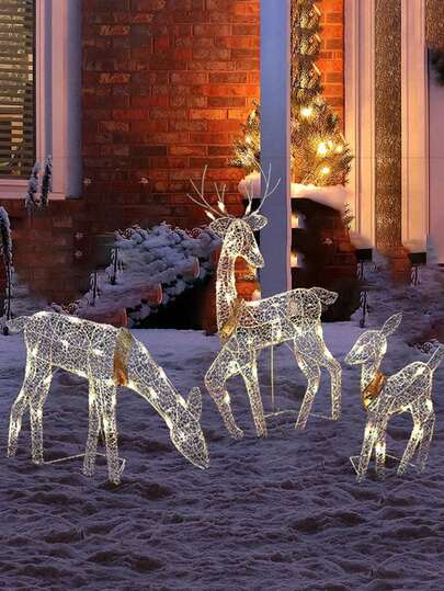 1pc Christmas Garden Reindeer Decorative Light, Battery Powered, Outdoor Yard Glowing Deer Home Decor Light, Christmas Reindeer Outdoor Ornament, Suitable For Indoor And Outdoor Scenes, Christmas Outdoor Decoration, Christmas Decorative Light, Holiday Home Decor