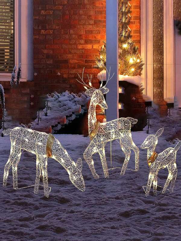 1pc Christmas Garden Reindeer Decorative Light, Battery Powered, Outdoor Yard Glowing Deer Home Decor Light, Christmas Reindeer Outdoor Ornament, Suitable For Indoor And Outdoor Scenes, Christmas Outdoor Decoration, Christmas Decorative Light, Holiday Home Decor