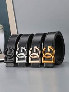 Men's Smooth Buckle Belt, Business Fashion Versatile Student Young Adult Waist Belt - Multicolor - View 1