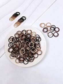 50/100pcs 2CM Elastic Hair Bands, Girls Rubber Bands, Cute Small Hair Ties With Decorative Rings, No-Damage Hair Accessories, Candy Color Hair Ropes And Hair Rings For Girls, Suitable For Shopping And Dressing Up - Multicolor - View 10