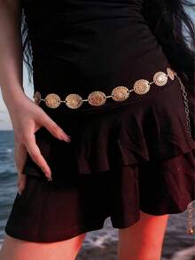 1pc High Quality Round Metal Waist Belt, Suitable For Women In Summer - Multi-color - View 4