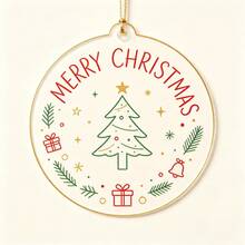 1pcsChristmas Acrylic Round Ornament, MERRY CHRISTMAS Printed Xmas Tree Hanging Pendant, Home Party Decor Holiday Gift - Multicolor - View 9