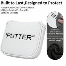 1PC Stylish Golf Mallet Putter Headcover With Exquisite "PUTTER" Letter Embroidery. Constructed From PU Material, It Shields The Putter Head From Scratches And Dust, A Practical Accessory For Daily Golf Use. - Multicolor - View 12
