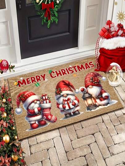 1 Piece, Christmas Dwarf Welcome Doormat, Christmas Gift, Retro Dwarf Pattern Design, Christmas Decorative Foot Pad, Christmas Decoration, Anti Slip And Washable, Very Suitable For Home Christmas Decoration And Home Decor.