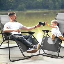Gravity Chairs (2-Pack) Premium Heavy-Duty Outdoor Recliners With Luxe Two-Tone Design! Features Ultra-Padded Ergonomic Support, 5-Position Adjustable Backrest Independent Headrest, Built-In Cup Holder Phone Slot, And Smooth Rocking F - Charcoal - View 3
