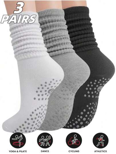 1/2/3/4 Pairs Women's Slouchy Yoga Socks, Suitable For Sports Pilates Socks, Outdoor Couple Gift Socks