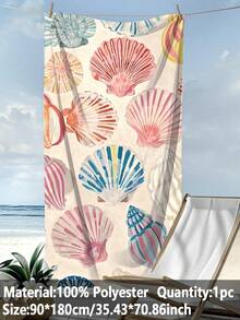 [Portable Quick-Dry Soft] Summer Absorbent Microfiber Beach Towel | 70*140/90*180cm Optional | Storage Bag Optional, Pink Shell Pattern Print, Suitable For Beach, Bathroom, Camping, Fitness, Travel - Pink - View 12