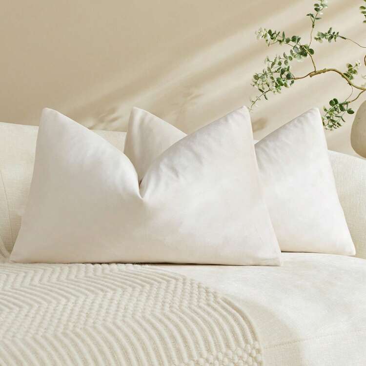 1pc/2pcs Velvet Solid Color Decorative Pillow Cover (Pillow Insert Not Included), Square Cushion Cover, Holiday Home Decor Pillows, Soft Comfortable Fabric, Modern Decor For Sofa, Bedroom, Dorm - Beige - View 15