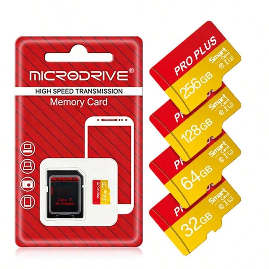MICRODRIVE Kartu Memori Flash Micro SD TF PRO PLUS 128GB 64GB 32GB 16GB 8GB Kelas 10 U3 Kartu Penyimpanan Kecepatan Tinggi Gratis Adaptor SD Untuk Kamera Video Perekam Pengawasan Ponsel - View 1