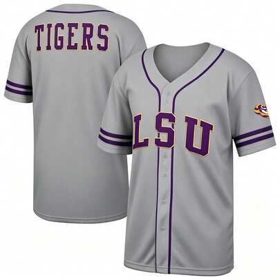 Men's Colosseum Gray L SU Tigers Free Spirited Baseball Jersey