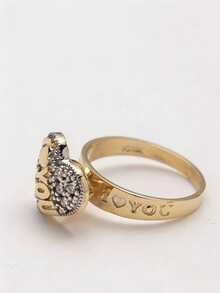 1pc Retro Style Fashion Simple Ring Vintage Bohemian Style Irregular Heart Design Fashionable All Match Simple Ring - Gold - View 4