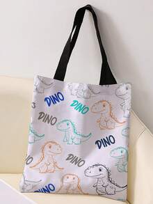 1 buah Tas Tote Kanvas Motif Hewan Kartun, Tas Bahu Genggam Kapasitas Besar, Tas Belanja yang Dapat Digunakan Kembali untuk Pesta Festival Musik, Pengemasan Buku Sehari-hari - MultiWarna - View 4