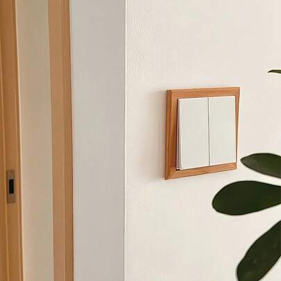 1 stuk 8,6 cm/3,38 inch decoratieve schakelaarframe, smalle rand schakelaar decoratie, eenvoudig decoratief frame voor hoogwaardige massief houten wandcontactdozen, eenvoudig te installeren en herbruikbaar - zelfklevende installatie, eenvoudig massief houten decoratief frame eenvoudig te installeren