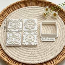6Pcs Moroccan Exotic Tile Clay Cutters, Boho Ornate Floral Square Molds For Polymer Clay DIY Jewelry Making - 6pcs - View 5