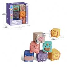 Baby Building Blocks, 6pcs Soft Squeezable Stacking Blocks Toy, Suitable For Babies 6 Months+, Animal Shapes, Textured Educational Chewing Teething Puzzle Blocks Set - Multicolor - View 6