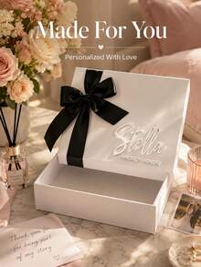 Personalized Gift Box With Lid, Customized Name Gift Box, Personalized Text Wedding Gift Box, Personalized Magnetic Folding Storage Box, Bridesmaid Gift Box, Groomsman/Bridesmaid Gift Box/Bridesmaid Invitation Gift Box/Chief Bridesmaid Gift Box/Wedding - Multicolor - View 8