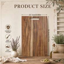 Acacia Wood Cutting Board Large With Handle - Solid Wood Chopping Block For Kitchen, Reversible Butcher Board For Meat Vegetables Fruits, Charcuterie Serving Tray, Christmas Gift For Home Cook - Multicolor - View 3