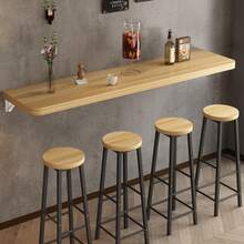 Mesa plegable con hojas de pared – Banco de trabajo de cocina que ahorra espacio con soporte de hierro, versátil encimera de espacio pequeño, diseño de madera elegante para un uso eficiente en el - Beis - Ver 7