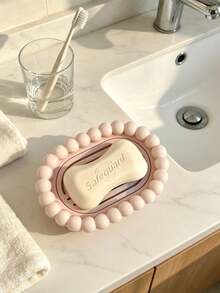 1pc Multi‑Color Bubble Edge Soap Dish With Foaming Net, Sweet Silicone Oval With Drain Hole Design, Quick‑Drying Storage Make Up Storage Organiser Bathroom Accessory, For Shower Room Vanity Countertop Daily Use All‑Season Household Decor - Multiple Styles - View 6