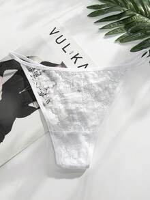 3pcs Plus Size Women Sexy Lace Thong Panties, Low Waist T-Back Comfortable Romantic Underwear - Multicolor - View 5
