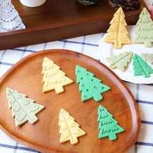 Juego de 4 moldes para galletas con forma de árbol de pino, moldes de repostería con relieve de árboles estilizados surtidos para postres estilo bosque y regalos de aperitivos hechos a mano - Ver 10