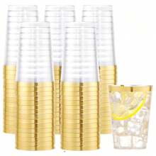 20pcs 7oz/200ml Golden Edge Aviation Water Cups - Durable Crystal Clear Water Cups For Weddings And Parties [Reusable] - Gold - View 1