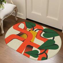 1pc Oval Flannel Door Mat, Soft Comfortable Absorbent Non-Slip Machine Washable With Backing, Suitable For Entrance, Living Room, Patio, Bedroom, Kitchen, Laundry Room, Bathroom, Multi-Functional Home Floor Mat, Entryway Rug, Kitchen Bathroom Carpet, Holiday Decoration - Multicolor - View 6