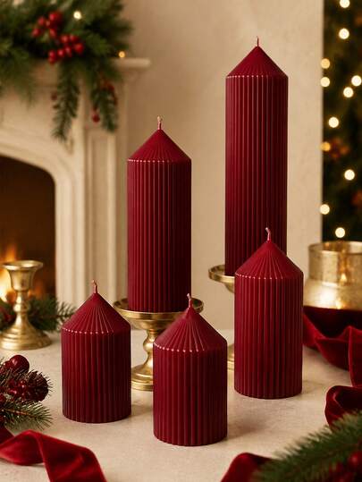 5pcs Roman Pillar Scented Candle Gift Set, Smokeless Aromatherapy Candles, 72-Hour Burn Time, Contains Aromatherapy Ingredients, Tapered White Candles, Suitable For Home Decor, Party Gatherings, Halloween Tabletop Decor, Christmas Holiday Gifts, Dinner, Banquet/Party, Relaxation/Meditation, Ambient Lighting