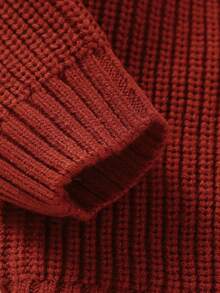 Sweater Rajut Leher Bulat untuk Bayi dan Balita, Atasan dengan Bordir Huruf dan Bunga, Warna Burgundy Vintage, Lengan Raglan, Kancing Belakang, Sweater Bayi Musim Semi dan Gugur - Burgundy - View 6