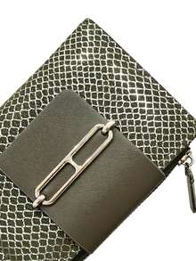 Women's Short Colorblock Patchwork Wallet, Fashionable Fabric Texture Straw Woven Bag Multifunctional Document Organizer, Exquisite Fashion Clasp Large Capacity Zipper Card Holder Coin Purse For Young Students, Lightweight And Convenient To Carry, Suitable As Holiday Gift - Olive Green - View 3