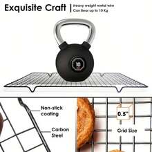 Black Non-Stick Cooling Rack, Large Square Cake Cooling Rack, Baking Tool Bread Cooling Rack, Heat Resistant, Suitable For Oven, Perfect For Baking Cakes, Bread, Grilling, Steak, Turkey, Lamb Chops, Etc., Kitchen Accessory Rack, Baking Supplies And Equipment, Halloween, Christmas, New Year Holiday Supplies - Black - View 8