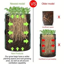 4/2/1 Set Potato Planting Bags, Durable Fabric Garden Planters With Flap And Handle, Spring Planting Bags, Plant Cultivation Bags, Potato And Vegetable Growing Buckets With Observation Window - Green - View 5
