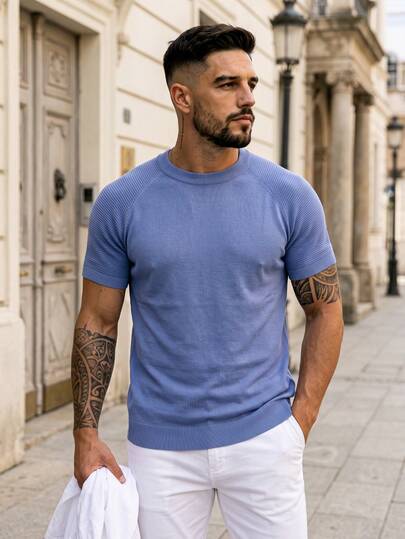 Lookun Men's Crew Neck Short Sleeve Knit Loose Casual T-Shirt, Spring/Summer