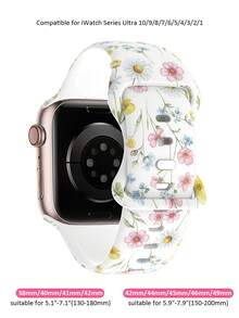 French Country Floral Vintage Oil Painting Print Silicone Watch Band, Compatible With Apple Watch Ultra/11/10/9/8/7/6/5/4/SE, Fits 40mm/41mm/42mm/44mm/45mm/46mm/49mm Sizes, Fashionable Skin-Friendly Waterproof, Rivet Buckle Design, Men's And Women's Daily Sports Casual Smart Watch Band, Essential For Premium Outfit - UV048-multi-color - View 8