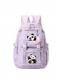1 Pc, Creative Panda Pattern Printed Backpack, Large Capacity Casual Backpack, Adjustable Shoulder Straps, Suitable For Daily Commuting And Travel - one-size - View 13