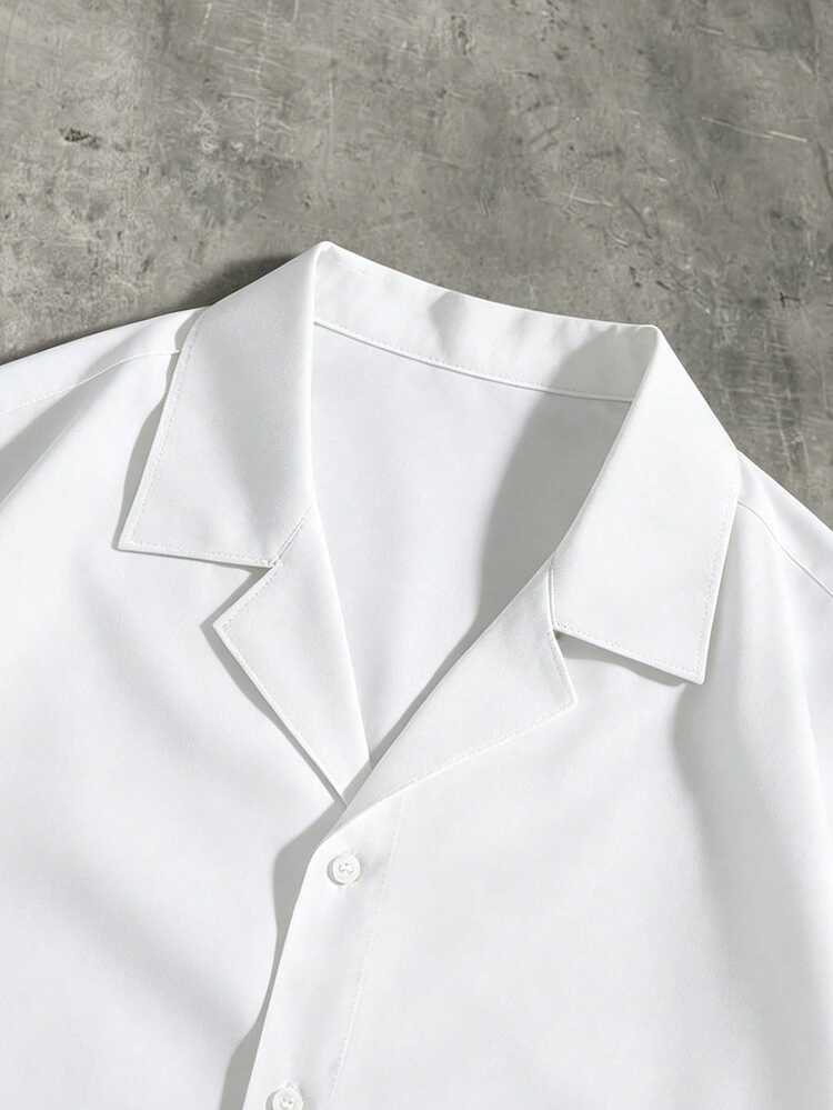 Men's Summer Fashion Casual Daily Line Sculpture Pattern Print Short Sleeve Shirt - White - View 5