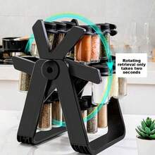 Christmas Gift For Her, Premium 18 Piece Rotating Ferris Wheel Spice Rack Set, Glass Jars With Airtight Lids, Space Saving Kitchen Storage Organiser, Hostess Gift - Default - View 3