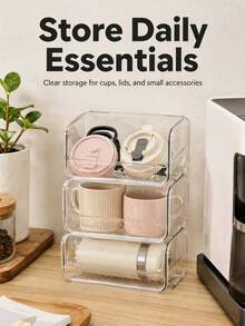 1pc Stackable Transparent Hair Tool Storage Rack, Curling Iron Holder, Hair Dryer Storage Box, Curling Wand Organizer, Item Storage Shelf, Straightening Brush Organizer, Flat Iron Holder, Stackable Design, Countertop Style, Suitable For Bathroom, Countertop, Vanity, Washbasin, Toilet, Entryway, Practical Storage Shelf - Multicolor - View 9