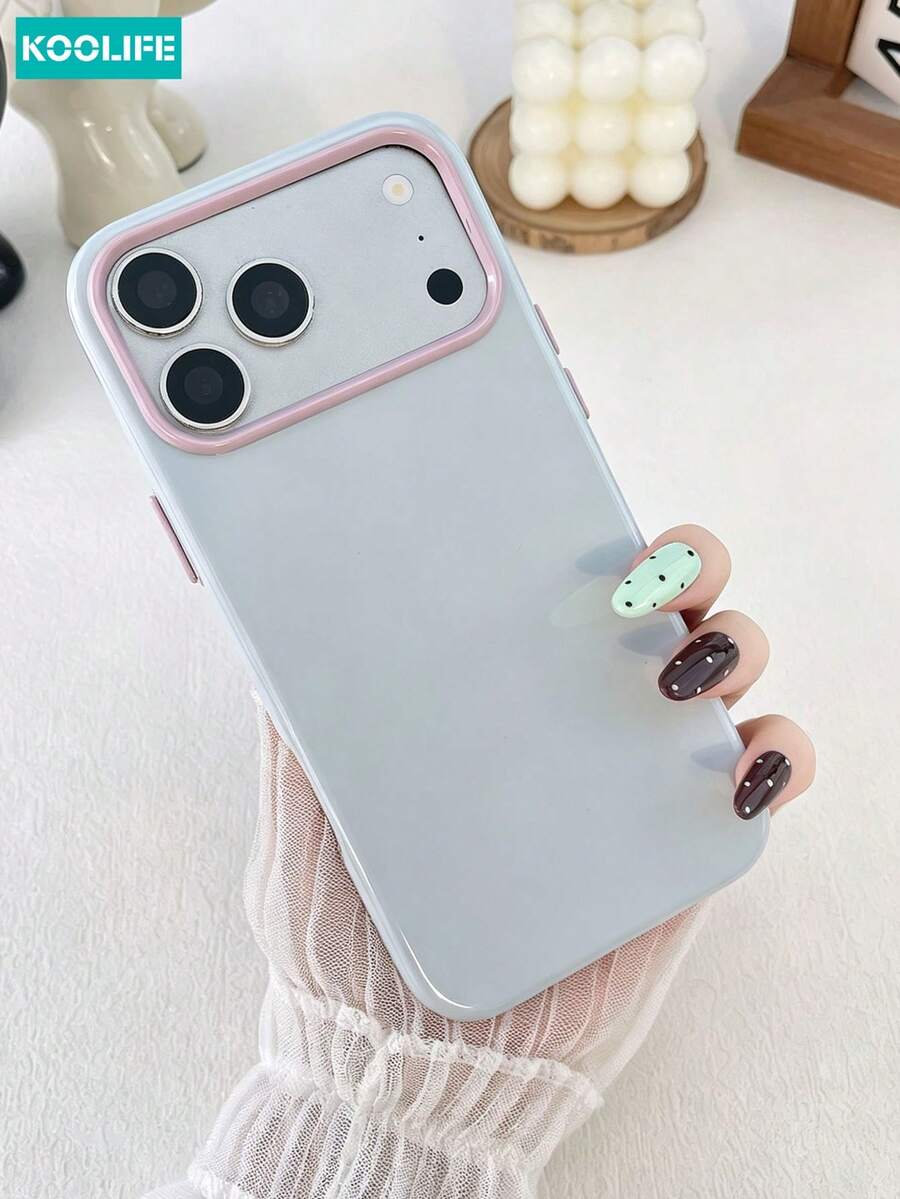 KOOLIFE 糖果色對比相機框手機殼 柔軟 TPU 防震保護手機殼 適用於 iPhone 18 Pro Max, 17, 17 Pro Max, 16 Pro, 15 Pro Max, 13 Pro, 15, 14, 14 Pro, 13 - 晴藍 - 查看 1