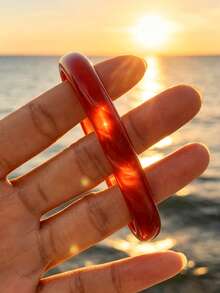 3pcs/1pc Fashion Elegant Vintage Bohemian Vacation Style Geometric Asymmetrical Multi-Element Red Colorful Gradient Resin Stackable Wavy CCB Open Exaggerated Thick Bangles Bracelet Set, Simple Personality Y2K High-End Bangles Suitable For Women, Men, Couples, Best Friends, Summer Beach Vacation, Party, Date, Gift, Daily Matching - Red - View 5