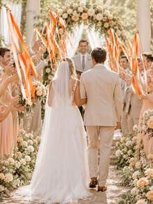 4/18/32pcs Wedding Bell Ribbon Sticks, Orange Ribbon Tassel Sticks, Suitable For Baptism Party, Wedding Ceremony, Holiday Celebration, Bridal Shower Decoration, Birthday Party, Wedding Decoration, Halloween Decoration, Autumn Home Decor - Multicolor - View 2